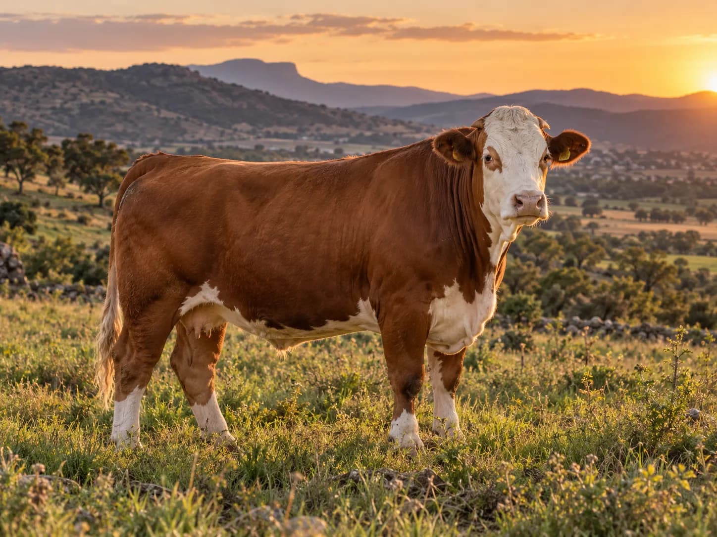 Ganado Simmental en un potrero de montaña